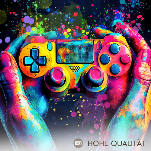 Runa Art - Bilder Gamer 40 x 60 cm - 3 Bilder 3 Teilig Wandbild auf Vlies Leinwand Controller Mehrteilig Modern 055536a