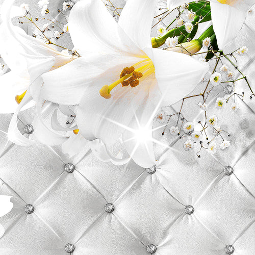 Runa Art Bilder Blumen Abstrakt 3 Teilig Bild auf Vlies Leinwand Deko Wohnzimmer 90 x 30 cm Lilien Grau Silber 030334c