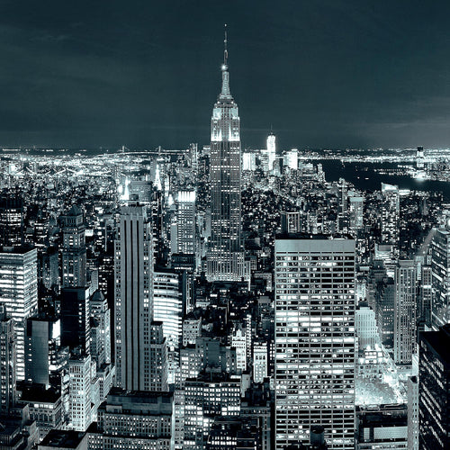 Runa Art Wandbilder New York Skyline 5 Teilig Bild auf Vlies Leinwand Deko Wohnzimmer Büro USA Türkis Blau 036252b