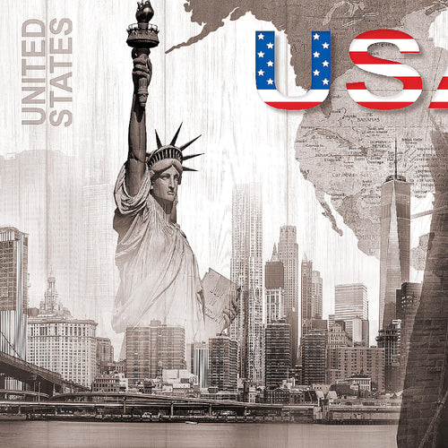 Runa Art Wandbild New York 1 Teilig 100 x 40 cm Modern Bild auf Vlies Leinwand Amerika NY Wohnzimmer Büro Sepia Beige 034712b