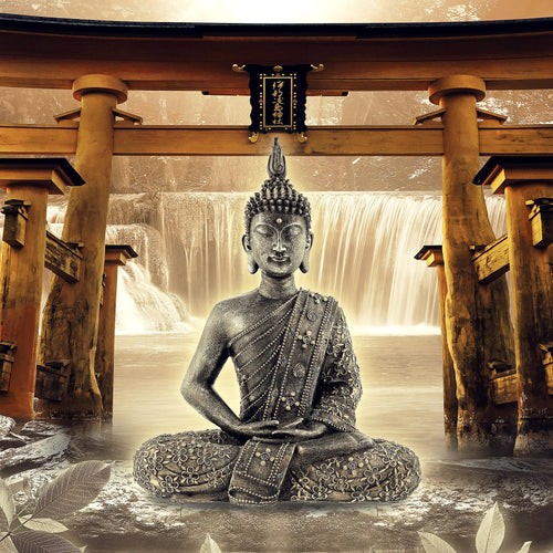 Runa Art Wandbilder Feng Shui Buddha Bild XXL Wohnzimmer Schlafzimmer Braun Wellness Zen 120 x 80 cm 3 Teilig 036431b