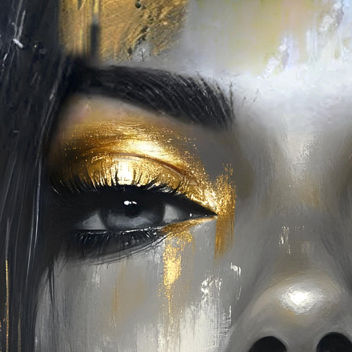 Runa Art - Bilder Abstrakt 200 x 100 cm 5 Teilig XXL Wanddekoration Design Gesicht Gold 052851a