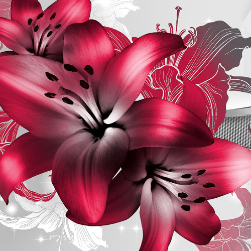 Runa Art Bild XXL 4 Teilig Blumen Lilien 200 x 100 cm Kunstdruck auf Vlies Leinwand Wanddeko Wohnzimmer Schlafzimmer 017341b