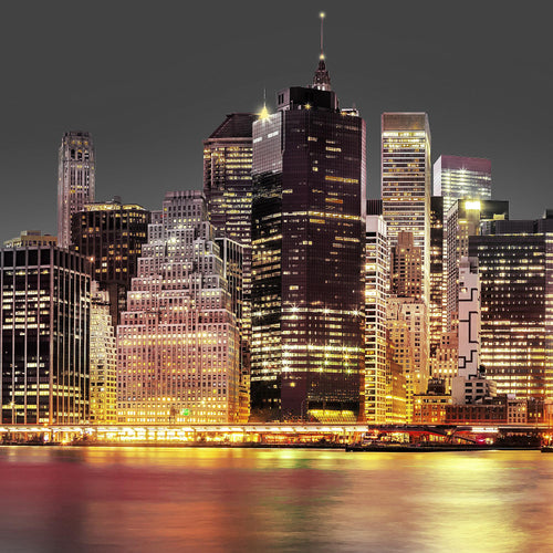 Runa Art Wandbilder New York City 5 Teilig Bild auf Vlies Leinwand Deko Wohnzimmer Büro Städte Braun Grau 010052a