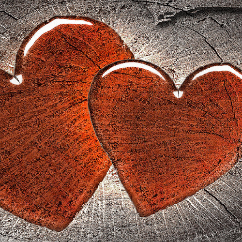 Runa Art Wandbild Herzen Holz 1 Teilig 100 x 40 cm Modern Bild auf Vlies Leinwand Romantisch Wohnzimmer Schlafzimmer Grau Rot 104112b