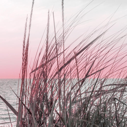 Runa Art Wandbilder Strand Sonnenuntergang Bild XXL Schlafzimmer Wohnzimmer Rosa Grau Meer Natur 120 x 80 cm 3 Teilig 041731b