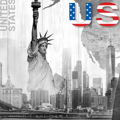 Runa Art Wandbild XXL New York Wohnzimmer Büro 200 x 80 cm Schwarz Weiss 5 Teilig - Made in Germany - 034755c