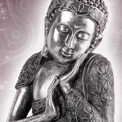 Runa Art Wandbild Buddha Zen 1 Teilig 100 x 40 cm Modern Bild auf Vlies Leinwand Feng Shui Wohnzimmer Schlafzimmer Rosa Grau 041612c