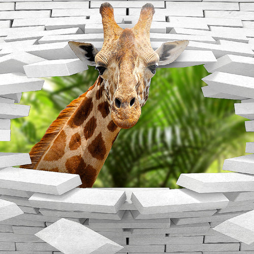Runa Art Wandbild Giraffe Abstrakt 1 Teilig 100 x 40 cm Modern Bild auf Vlies Leinwand Steinwand Wohnzimmer Schlafzimmer Bunt 037412c