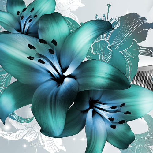 Runa Art Bild XXL 4 Teilig Blumen Lilien 200 x 100 cm Kunstdruck auf Vlies Leinwand Wanddeko Wohnzimmer Schlafzimmer 017341a