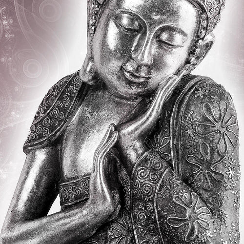 Runa Art Wandbilder Buddha Zen 5 Teilig Bild auf Vlies Leinwand Deko Wohnzimmer Schlafzimmer Feng Shui Rosa Grau 041652c