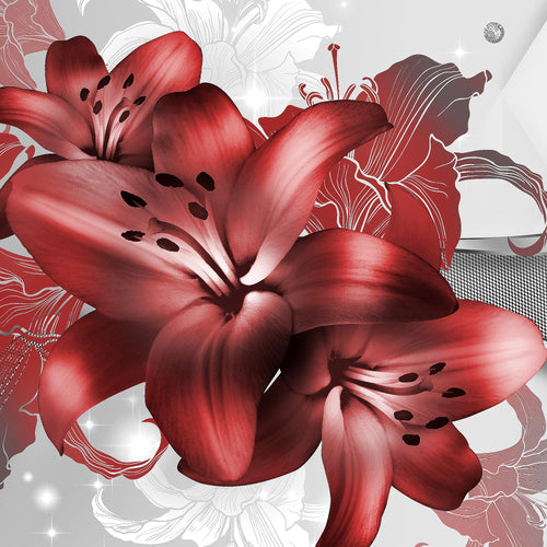Runa Art Bild Blumen Lilien Wandbilder auf Vlies Leinwand 5 Teilig Wanddekoration Wohnzimmer Schlafzimmer 016556b