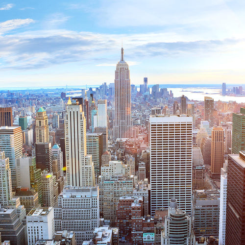 Runa Art Wandbilder New York Bild XXL Wohnzimmer Büro Blau Stadt Skyline 120 x 80 cm 3 Teilig 010231a
