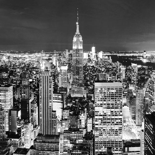 Runa Art - Bilder New York Skyline 200 x 100 cm 5 Teilig XXL Wanddekoration Design Schwarz Weiss 036251c