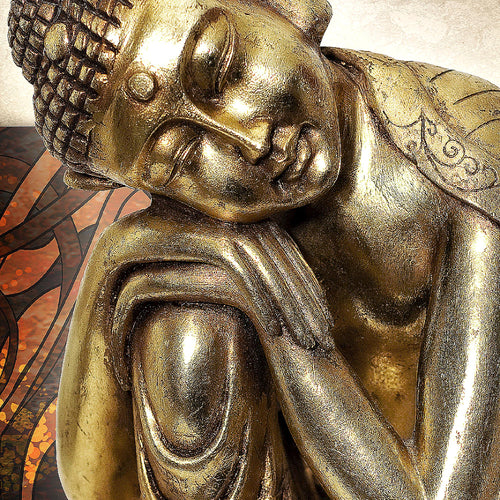 Runa Art Bild Wohnzimmer Schlafzimmer Buddha Zen 5 Teilig Feng Shui Gold Wandbilder auf Vlies Leinwand 041353a