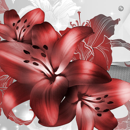 Runa Art Bild XXL 4 Teilig Blumen Lilien 200 x 100 cm Kunstdruck auf Vlies Leinwand Wanddeko Wohnzimmer Schlafzimmer 016541b