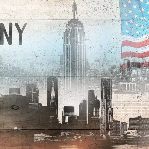 Runa Art Wandbild XXL New York City Wohnzimmer Büro 200 x 80 cm Beige Bunt 5 Teilig - Made in Germany - 034255b