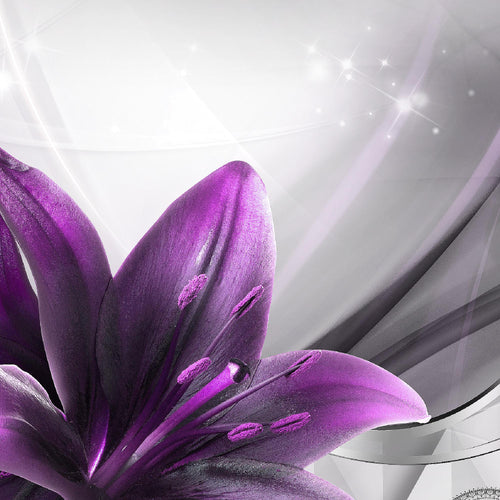 Runa Art Bild Modern Blumen Lilien - Made in Germany - Wandbilder Abstrakt Grau Violett 4 Teilig 036842b