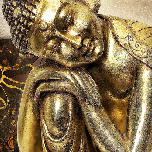 Runa Art Wandbilder Feng Shui Bild XXL Wohnzimmer Schlafzimmer Büro Buddha Gold 120 x 80 cm 3 Teilig 041331a