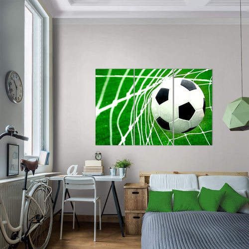 Runa Art Wandbilder Fussball Bild XXL Wohnzimmer Schlafzimmer Grün Sport 120 x 80 cm 3 Teilig 611431a
