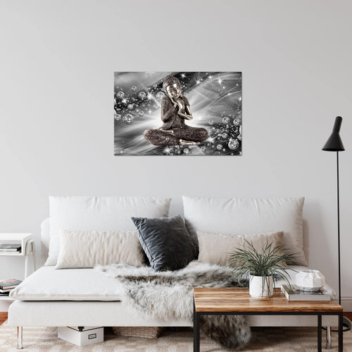 Runa Art Bild Buddha Feng Shui Modern Wandbilder Wohnzimmer Schlafzimmer 1 Teilig - Made In Germany - Zen Schwarz Weiss Flur 505415c