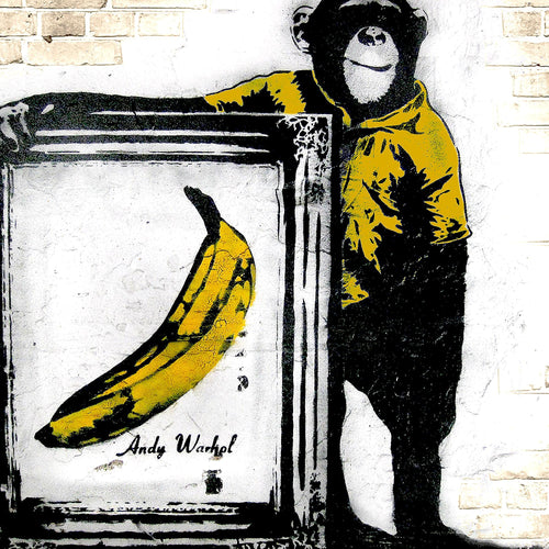 Runa Art Bild Monkey with Banana Modern Wandbilder Loft Wohnzimmer 1 Teilig - Made In Germany - Street Art Biege Flur 302215c