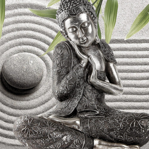 Runa Art Bild Buddha Feng Shui Modern Wandbilder Wohnzimmer Schlafzimmer 1 Teilig - Made In Germany - Relax Grau Grün Flur 505515c