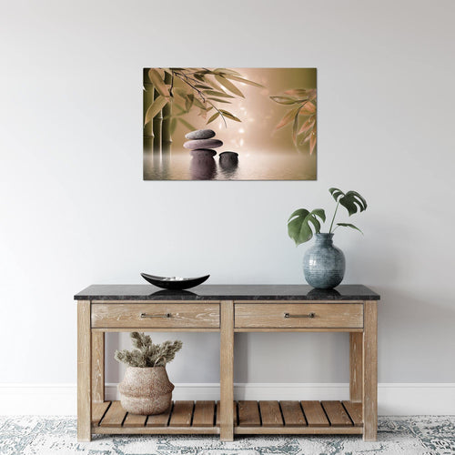 Runa Art Bild Feng Shui Steine Modern Wandbilder Wohnzimmer Schlafzimmer 1 Teilig - Made In Germany - Zen Beige Braun Flur 501915b