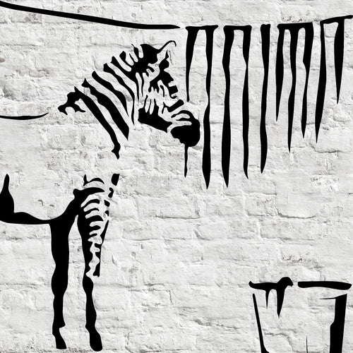 Runa Art Bild Washing Zebra Banksy Modern Wandbilder Loft Wohnzimmer 1 Teilig - Made In Germany - Graffiti Grau Flur 303215a
