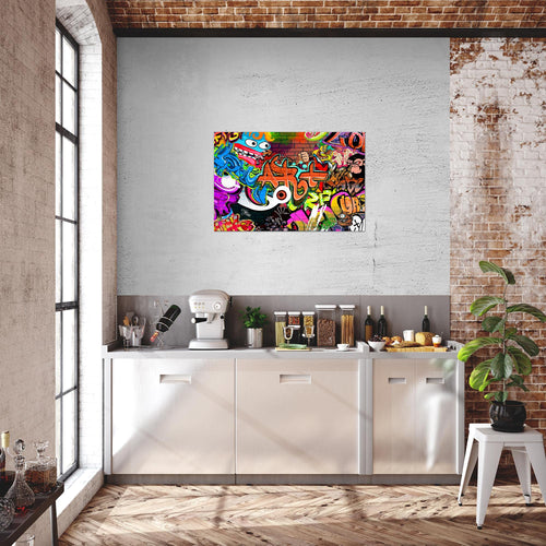 Runa Art Bild Graffiti Modern Wandbilder Loft Wohnzimmer 1 Teilig - Made In Germany - Street Art Bunt Flur 402115a