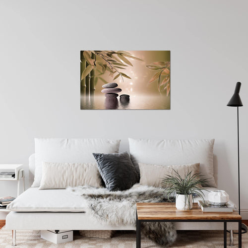 Runa Art Bild Feng Shui Steine Modern Wandbilder Wohnzimmer Schlafzimmer 1 Teilig - Made In Germany - Zen Beige Braun Flur 501915b