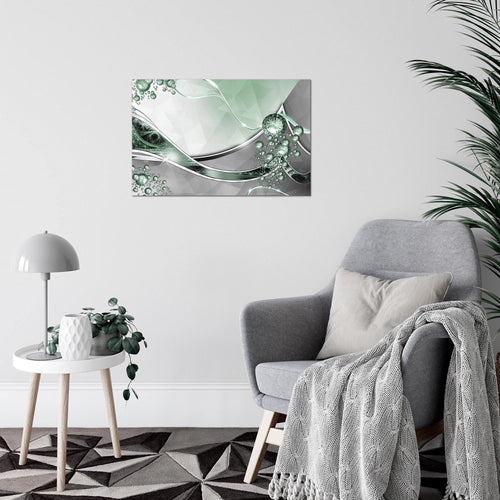 Runa Art Bild Abstrakt Modern Wandbilder Wohnzimmer 1 Teilig - Made In Germany - Diamant Silber Grün Flur 109115b