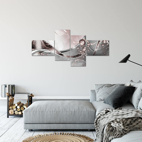 Runa Art Wandbilder Set XXL Abstrakt Wohnzimmer Schlafzimmer Grau Rosa 4 Teilig - Made in Germany - 109145a