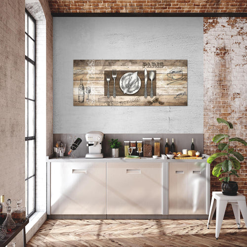 Runa Art Wandbild Küche Abstrakt 1 Teilig 100 x 40 cm Modern Bild auf Vlies Leinwand Kaffee Esszimmer Küchenbilder Beige Braun 038112a