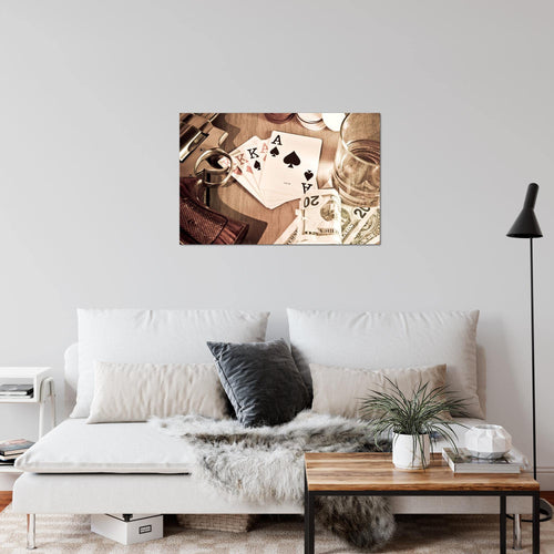 Runa Art Bild Poker Whisky Modern Wandbilder Wohnzimmer Schlafzimmer 1 Teilig - Made In Germany - Abstrakt Beige Braun Flur 103515a