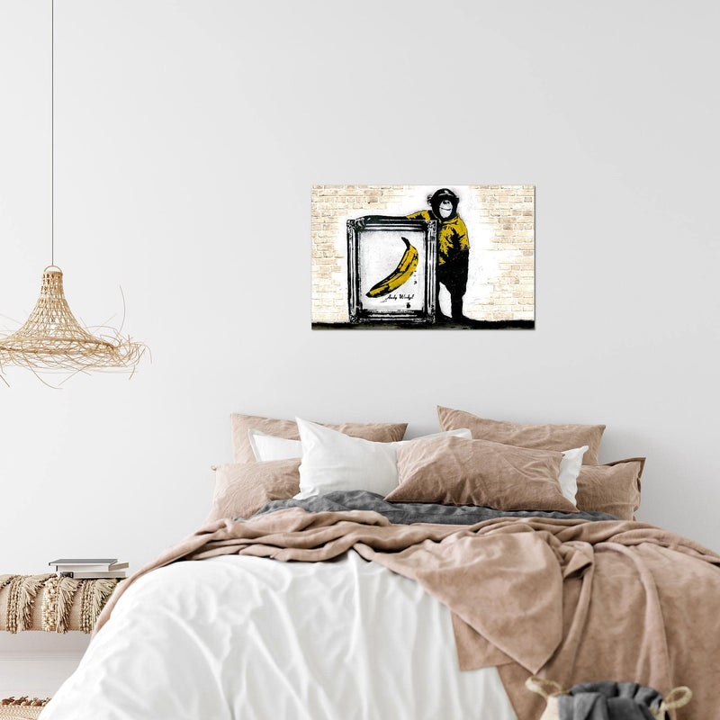 Runa Art Bild Monkey with Banana Modern Wandbilder Loft Wohnzimmer 1 Teilig - Made In Germany - Street Art Biege Flur 302215c