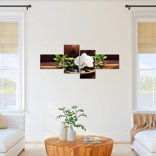 Runa Art Wandbilder Set XXL Feng Shui OrchideeWohnzimmer Schlafzimmer Braun Grün 4 Teilig - Made in Germany - 502345a