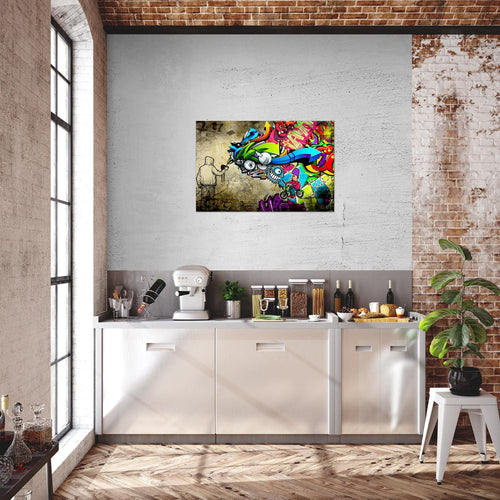 Runa Art Bild Graffiti Modern Wandbilder Loft Wohnzimmer 1 Teilig - Made In Germany - Street Art Bunt Flur 401915a