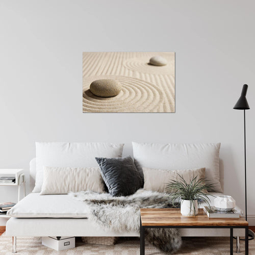Runa Art Bild Feng Shui Steine Modern Wandbilder Wohnzimmer Schlafzimmer 1 Teilig - Made In Germany - Zen Spa Beige Flur 500915a