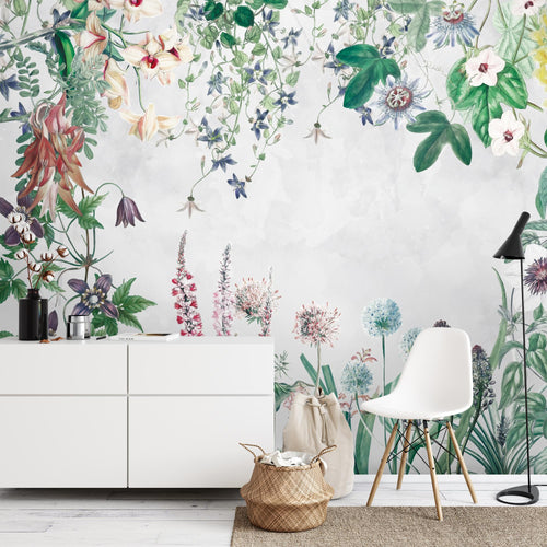 Novart Fototapeten 396 x 280 cm Blumen Blätter - Vlies Wanddekoration Wohnzimmer Schlafzimmer - Deutsche Manufaktur - Grün Pflanze N9128012a