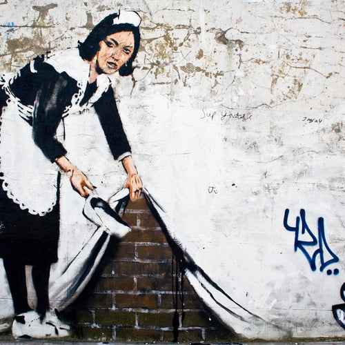 Runa Art Bild Maid Banksy Modern Wandbilder Loft Wohnzimmer 1 Teilig - Made In Germany - Street Art Braun Flur 301715a