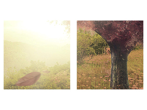 Runa Art - Bilder Herbst Baum Herz 200 x 100 cm 5 Teilig XXL Wanddekoration Design Lila Violett 605851b