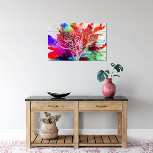 Runa Art Bild Abstrakt Baum Modern Wandbilder Wohnzimmer Schlafzimmer 1 Teilig - Made In Germany - Bunt Rot Lila Flur 108915c