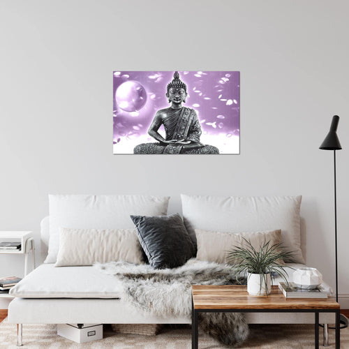 Runa Art Bild Buddha Feng Shui Modern Wandbilder Wohnzimmer Schlafzimmer 1 Teilig - Made In Germany - Relax Violett Lila Flur 501015a