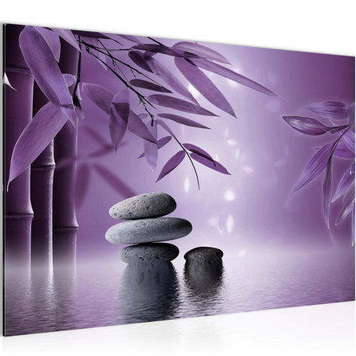 Runa Art Bild Feng Shui Steine Modern Wandbilder Wohnzimmer Schlafzimmer 1 Teilig - Made In Germany - Relax Lila Violett Flur 501915c