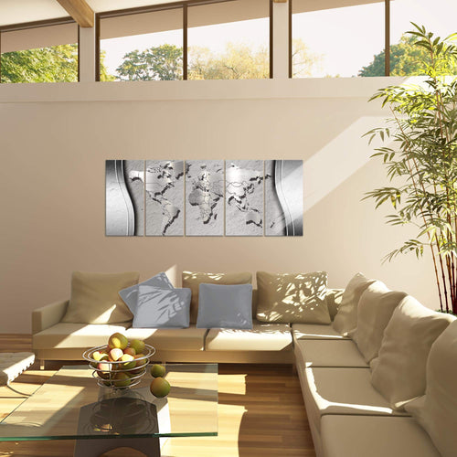 Runa Art Bild Weltkarte Wandbilder auf Vlies Leinwand 5 Teilig Wanddekoration Büro Wohnzimmer 107256c