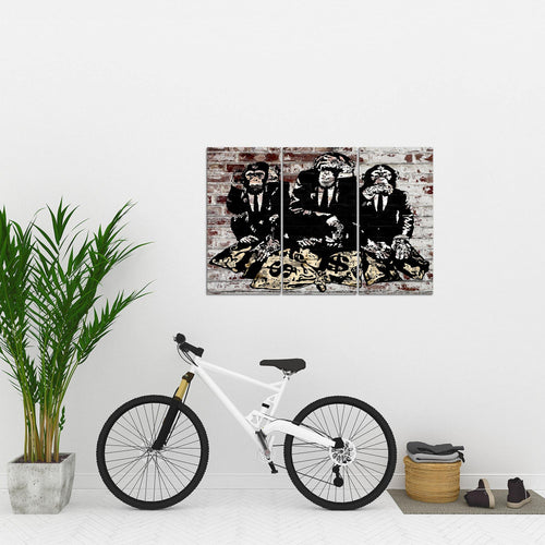 Runa Art Wandbilder Street Art Affen Bild XXL Loft Wohnzimmer Braun Duke of Lancaster UK 120 x 80 cm 3 Teilig 303431c