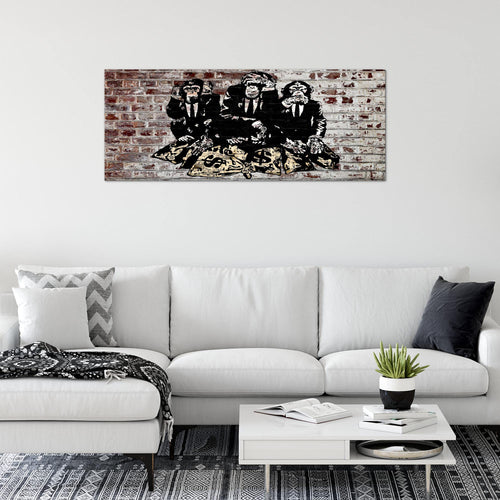 Runa Art Wandbild Street Art Affen 1 Teilig 100 x 40 cm Modern Bild auf Vlies Leinwand Duke of Lancaster UK Loft Wohnzimmer Braun 303412c