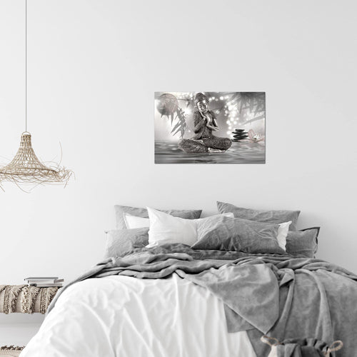Runa Art Bild Buddha Feng Shui Modern Wandbilder Wohnzimmer Schlafzimmer 1 Teilig - Made In Germany - Meditation Schwarz Weiss Flur 503415b