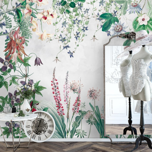 Novart Fototapeten 396 x 280 cm Blumen Blätter - Vlies Wanddekoration Wohnzimmer Schlafzimmer - Deutsche Manufaktur - Grün Pflanze N9128012a